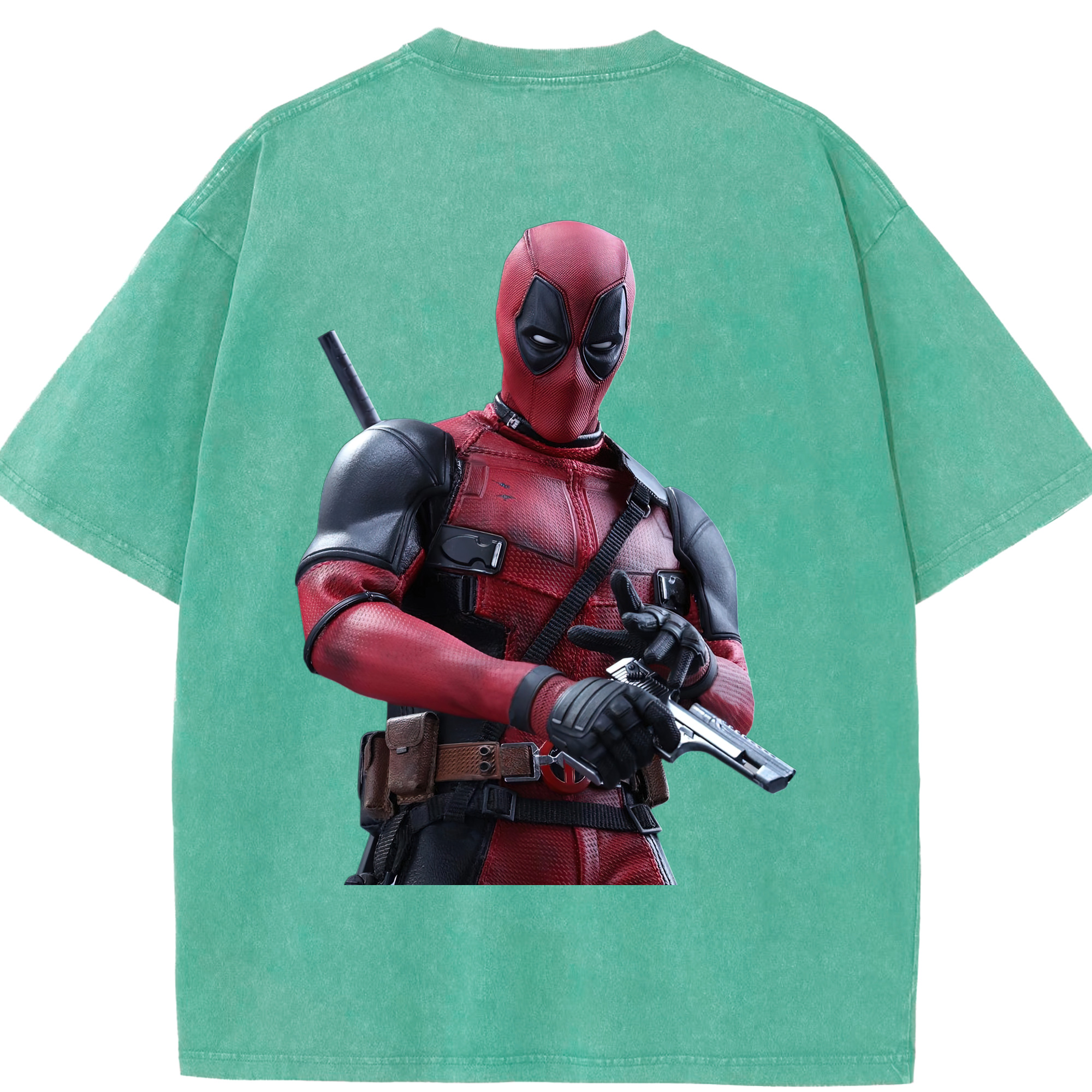 （画像用） Deadpool デッドプール 綿100% ヴィンテージ風 半袖Tシャツ（背面プリント）